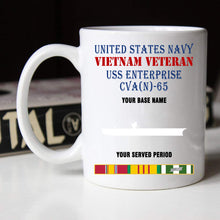 Load image into Gallery viewer, USS ENTERPRISE CVA 65 BLACK WHITE 11oz 15oz COFFEE MUG