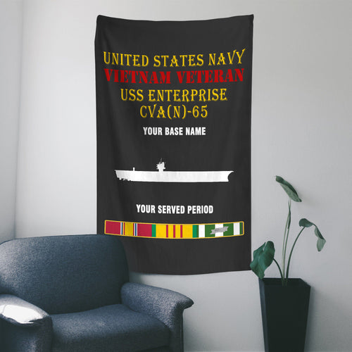 USS ENTERPRISE CVA 65 WALL FLAG VERTICAL HORIZONTAL 36 x 60 INCHES WALL FLAG