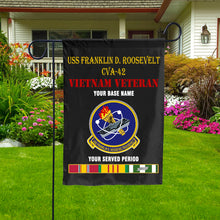 Load image into Gallery viewer, USS FRANKLIN D ROOSEVELT CVA 42 DOUBLE-SIDED PRINTED 12&quot;x18&quot; GARDEN FLAG