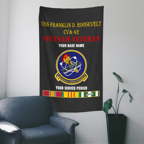 USS FRANKLIN D ROOSEVELT CVA 42 WALL FLAG VERTICAL HORIZONTAL 36 x 60 INCHES WALL FLAG