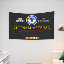 Load image into Gallery viewer, USS NEWPORT NEWS CA 148 WALL FLAG VERTICAL HORIZONTAL 36 x 60 INCHES WALL FLAG
