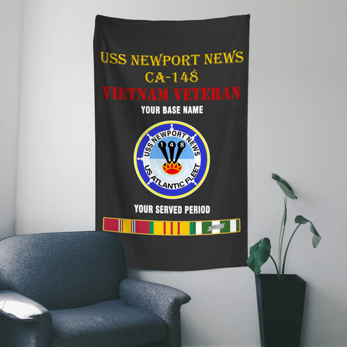 USS NEWPORT NEWS CA 148 WALL FLAG VERTICAL HORIZONTAL 36 x 60 INCHES WALL FLAG