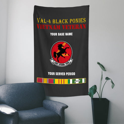 VAL 4 BLACK PONIES WALL FLAG VERTICAL HORIZONTAL 36 x 60 INCHES WALL FLAG